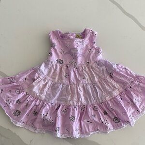 Vintage western tiered dress with a horse appliqué and lace trim